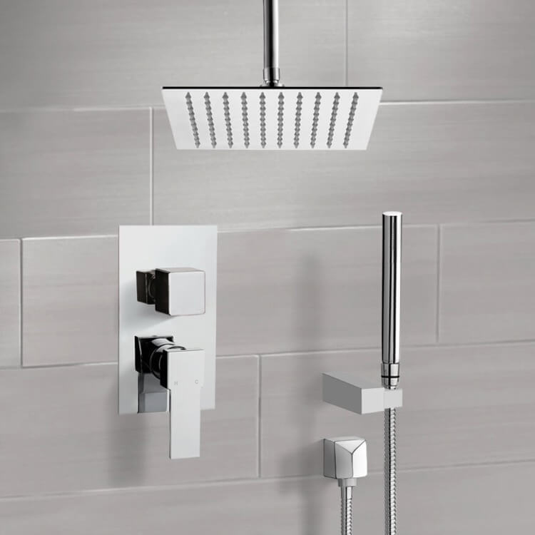 Shower Faucet Ceiling Rain Shower System with Handheld, Rain Shower Head, Shower Faucet Set Remer SFH42